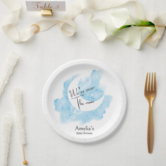 月の赤ちゃんシャワーで水色を洗う ペーパープレート (ウェディング)