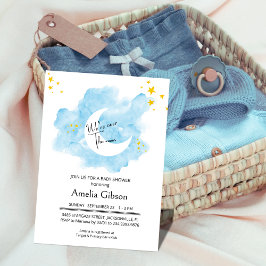 月の赤ちゃんシャワーで水色を洗う 招待状