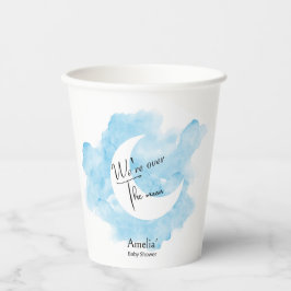 月の赤ちゃんシャワーで水色を洗う 紙コップ