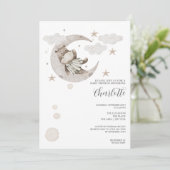 月の赤ちゃんシャワーにかわいいカバ 招待状 (スタンド正面)