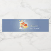 月の赤ちゃんシャワーにかわいいキツネ ペットボトルラベル (シングルラベル)