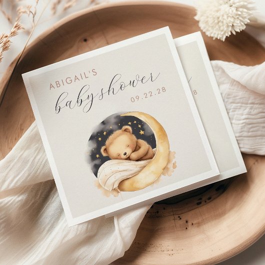 月の赤ちゃんシャワーにかわいい水色 スタンダードカクテルナプキン