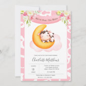 月の赤ちゃんシャワーにかわいい牛 招待状 (正面)