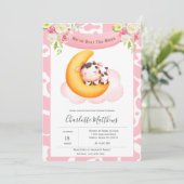 月の赤ちゃんシャワーにかわいい牛 招待状 (スタンド正面)