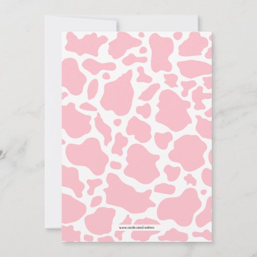 月の赤ちゃんシャワーにかわいい牛 招待状 (裏面)