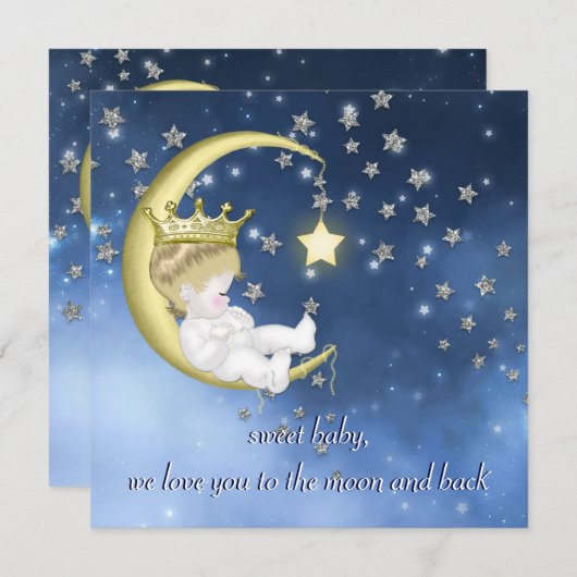 月の赤ちゃんシャワーに 招待状 (正面/裏面)