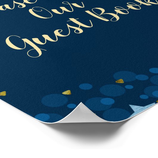 月の赤ちゃんシャワーの上で私たちのゲストに署名 ポスター (角)