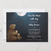 月の赤ちゃんシャワーの上にクマ 招待状 (正面)