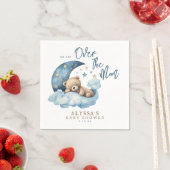 月の赤ちゃんシャワーの上にテディベア スタンダードカクテルナプキン (インサイチュ)