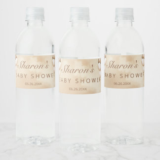 月の赤ちゃんシャワーの上にテディベア ペットボトルラベル
