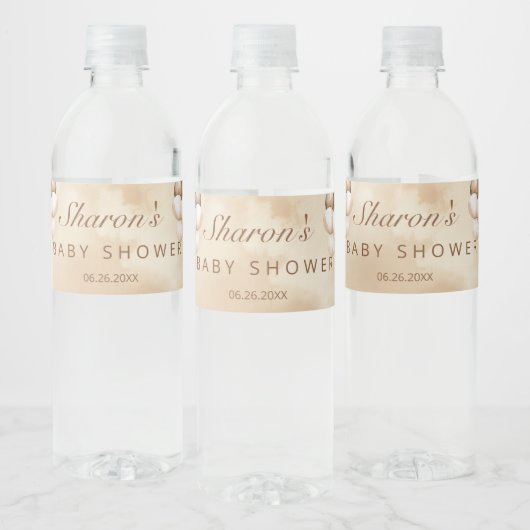月の赤ちゃんシャワーの上にテディベア ペットボトルラベル (ボトル)