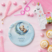 月の赤ちゃんシャワーの上にテディベア ペーパープレート (パーティー)