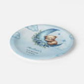 月の赤ちゃんシャワーの上にテディベア ペーパープレート (アングル)