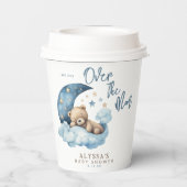 月の赤ちゃんシャワーの上にテディベア 紙コップ (裏面)