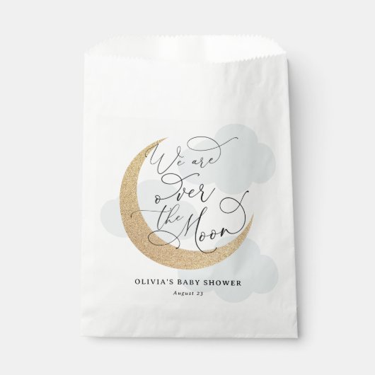 月の赤ちゃんシャワーの上に青 フェイバーバッグ (正面)