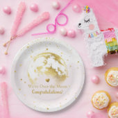 月の赤ちゃんシャワーの上のピンクと金ゴールド ペーパープレート (パーティー)
