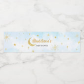 月の赤ちゃんシャワーの上の青い金ゴールド ペットボトルラベル (シングルラベル)