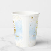 月の赤ちゃんシャワーの上の青と金ゴールド 紙コップ (右)