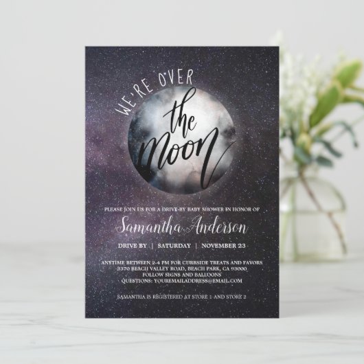 月の赤ちゃんシャワーの上をドライブ 招待状 (スタンド正面)