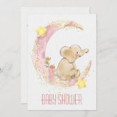 月の赤ちゃんシャワーの象 招待状 (正面/裏面)