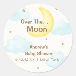 月の赤ちゃんシャワーを浴びるかわいいミニマル主義者 ラウンドシール