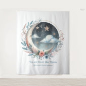 月の赤ちゃんシャワーを浴びる天月と星 タペストリー (正面)