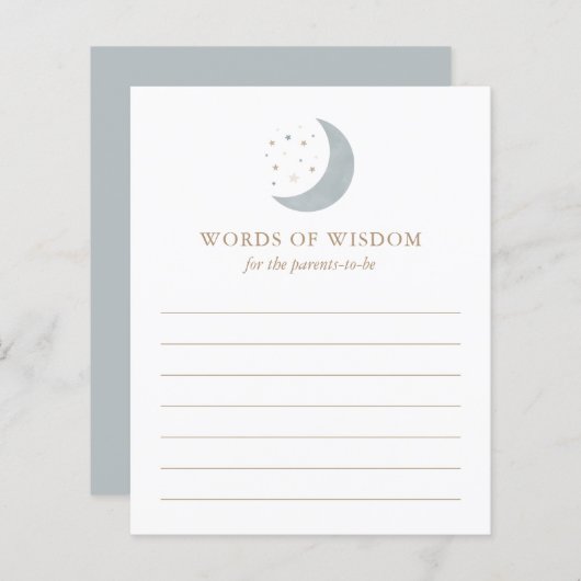 月の赤ちゃんシャワーゲームで親を対象にしたアドバイス (正面/裏面)