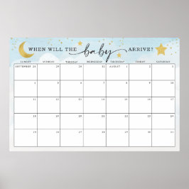 月の赤ちゃんシャワーゲームの締め切りを推測する ポスター