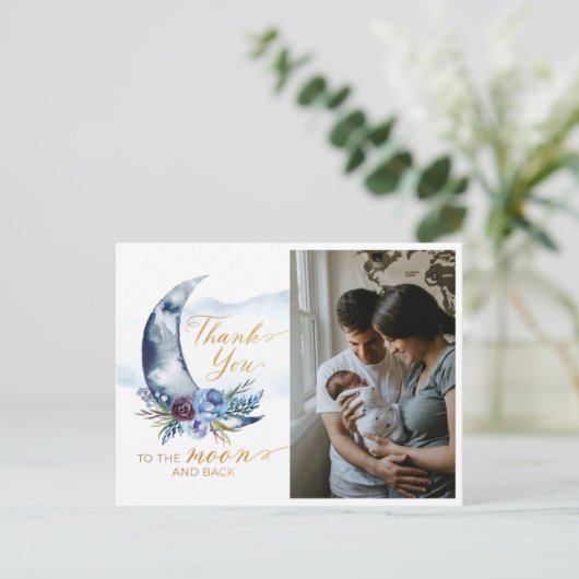 『月の赤ちゃんシャワー写真ありがとうハガキ』 ポストカード (スタンド正面)