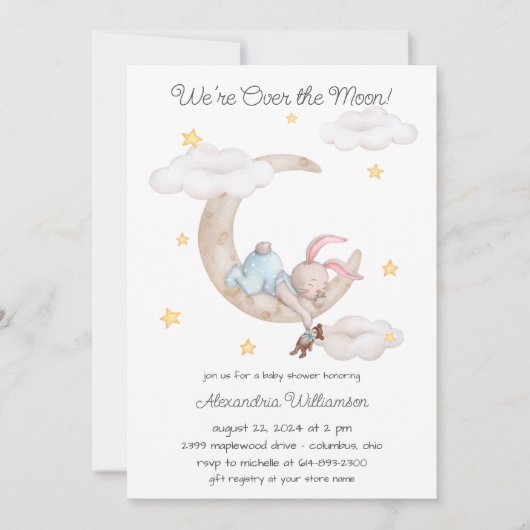 月の赤ちゃんシャワー越え 招待状 (正面)