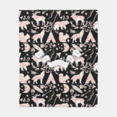 月の赤ちゃん女の子に愛する森の鹿のクマ フリースブランケット (正面)