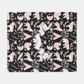 月の赤ちゃん女の子に愛する森の鹿のクマ フリースブランケット (正面(横))