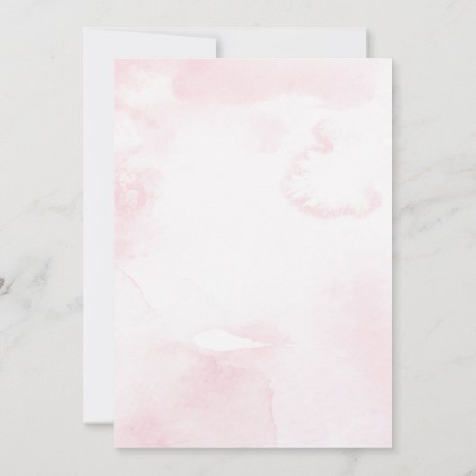 月の赤ちゃん女の子のシャワーの上に柔らかいピンクの星 招待状 (裏面)