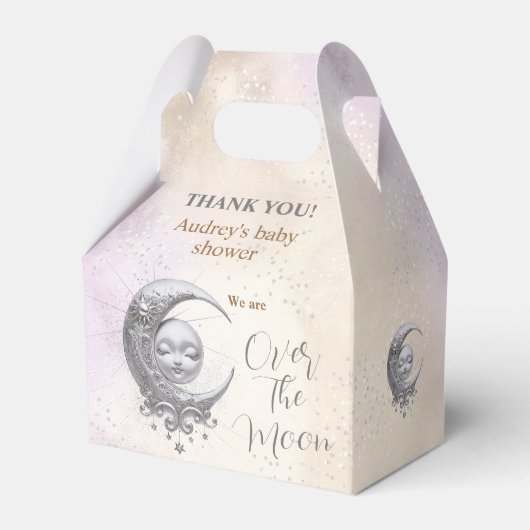 月の赤ちゃん男女兼用のシャワーのお気に入り フェイバーボックス (正面サイド)