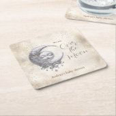 月の赤ちゃん男女兼用のシャワー スクエアペーパーコースター (アングル)