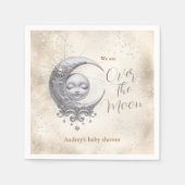 月の赤ちゃん男女兼用のシャワー スタンダードカクテルナプキン (正面)