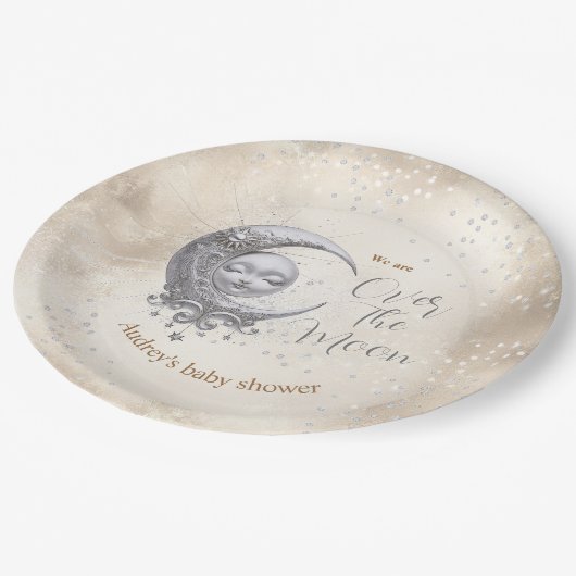 月の赤ちゃん男女兼用のシャワー ペーパープレート (アングル)