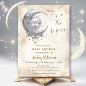 月の赤ちゃん男女兼用のシャワー 招待状