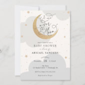 月の赤ちゃん男女兼用のシャワー 招待状 (正面)