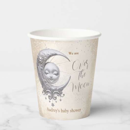 月の赤ちゃん男女兼用のシャワー 紙コップ (正面)