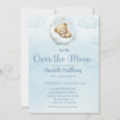 月の赤ん坊のシャワーに熊の男の子 招待状 (正面)