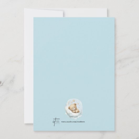 月の赤ん坊のシャワーに熊の男の子 招待状 (裏面)