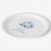 月の赤ん坊のシャワーの上で ペーパープレート (アングル)