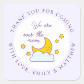 月の赤ん坊のシャワーの上に感謝来する スクエアシール (正面)