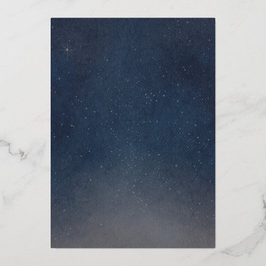 月の赤ん坊のシャワーの上実在に 箔招待状 (裏面)