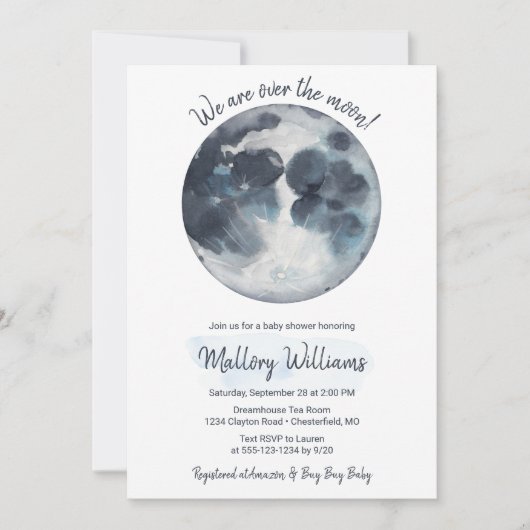 月の赤ん坊のシャワーを浴びて 招待状 (正面)