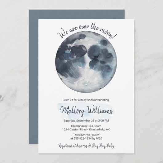 月の赤ん坊のシャワーを浴びて 招待状 (正面/裏面)