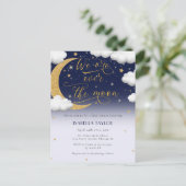 月の赤ん坊のシャワーを浴び男女兼用てかわいい インビテーションポストカード (スタンド正面)