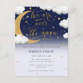 月の赤ん坊のシャワーを浴び男女兼用てかわいい インビテーションポストカード (正面)