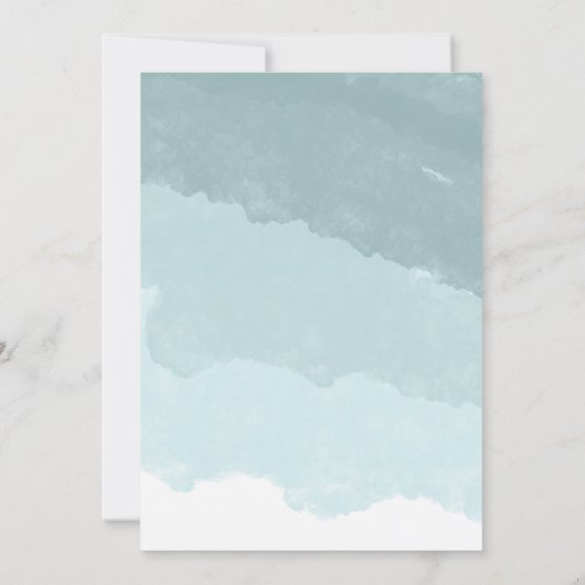 月の赤モダンん坊のシャワーを浴びる青い書道 招待状 (裏面)